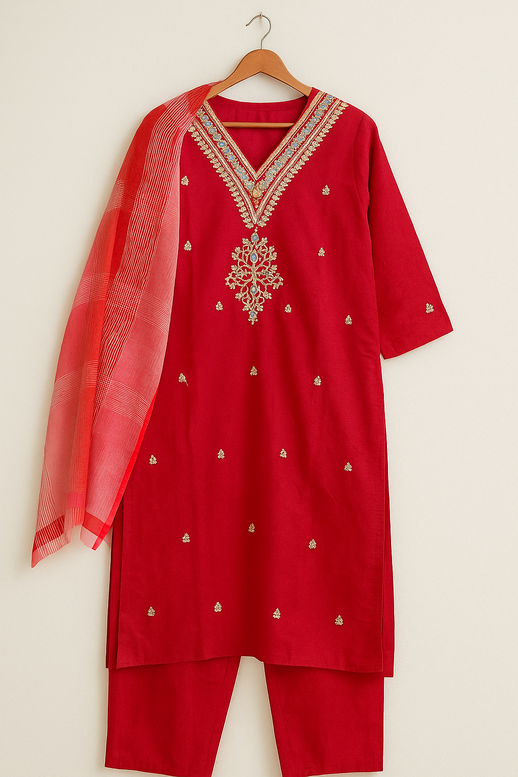 Graceful Red Suit with Dupatta