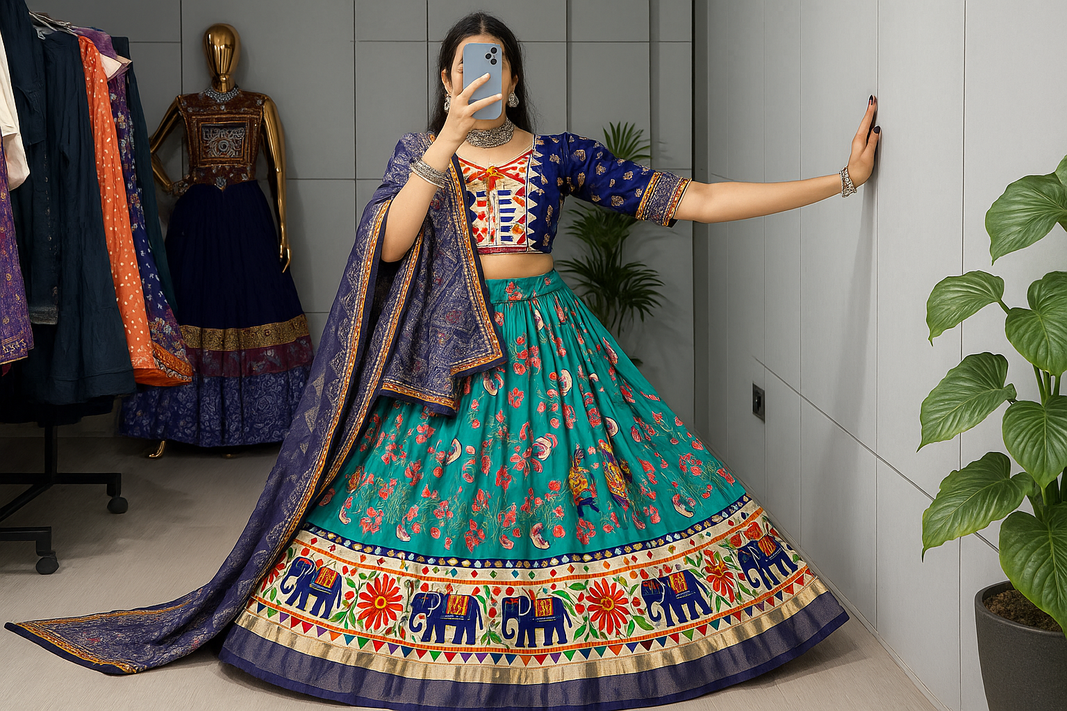 Horizontal full-screen lehenga image